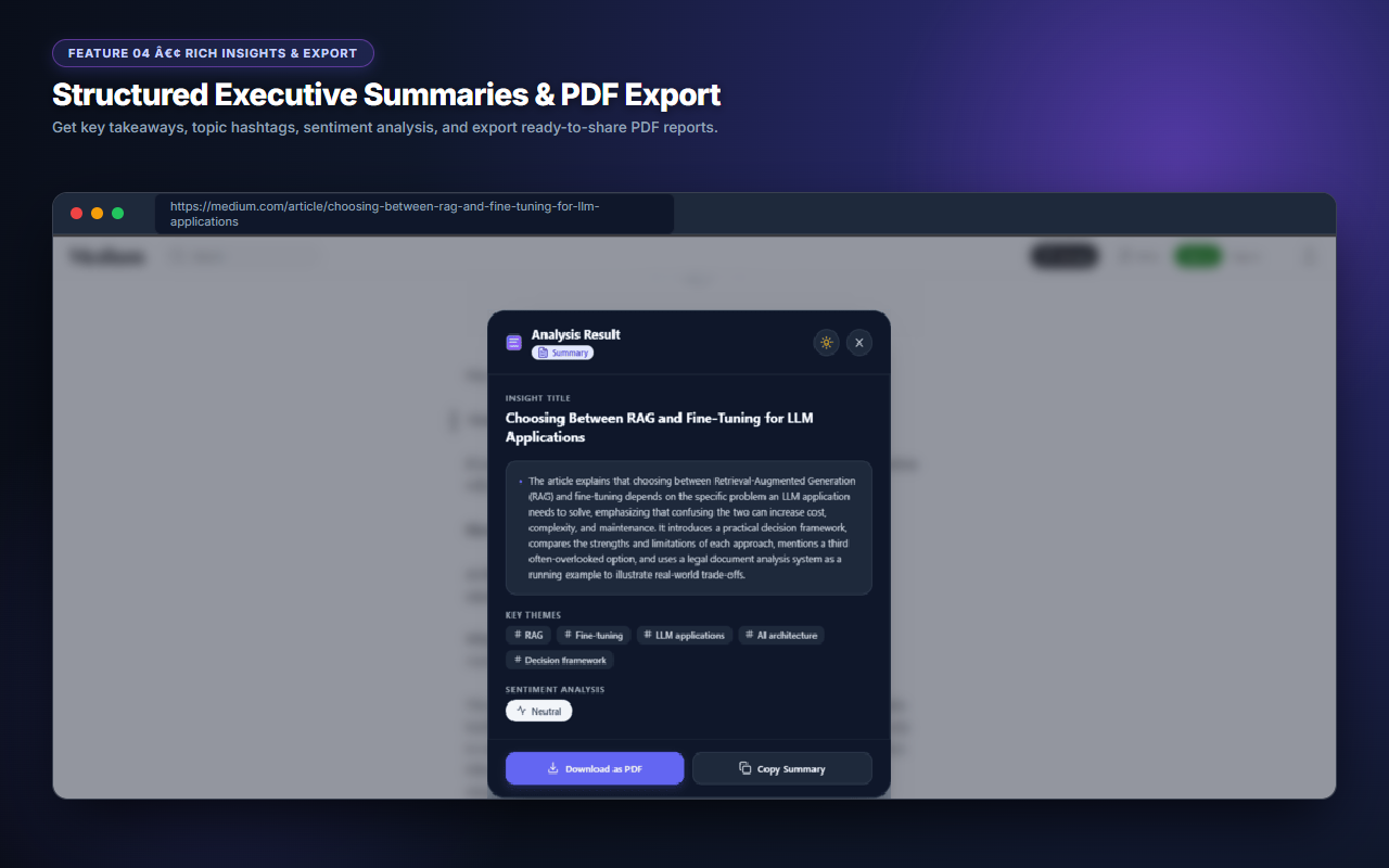 Executive Summary & PDF Export
